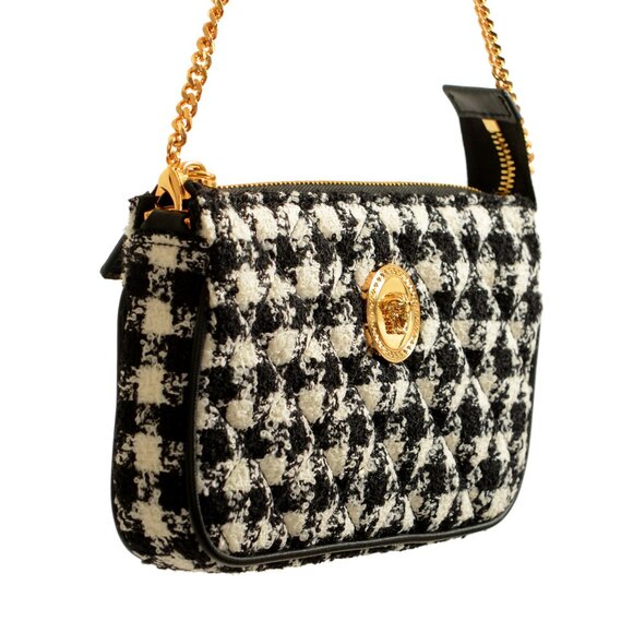 Versace Women's Wool Lurex Jacquard Gold Medusa Quilted Handbag Shoulder Bag - Picture 3 of 7